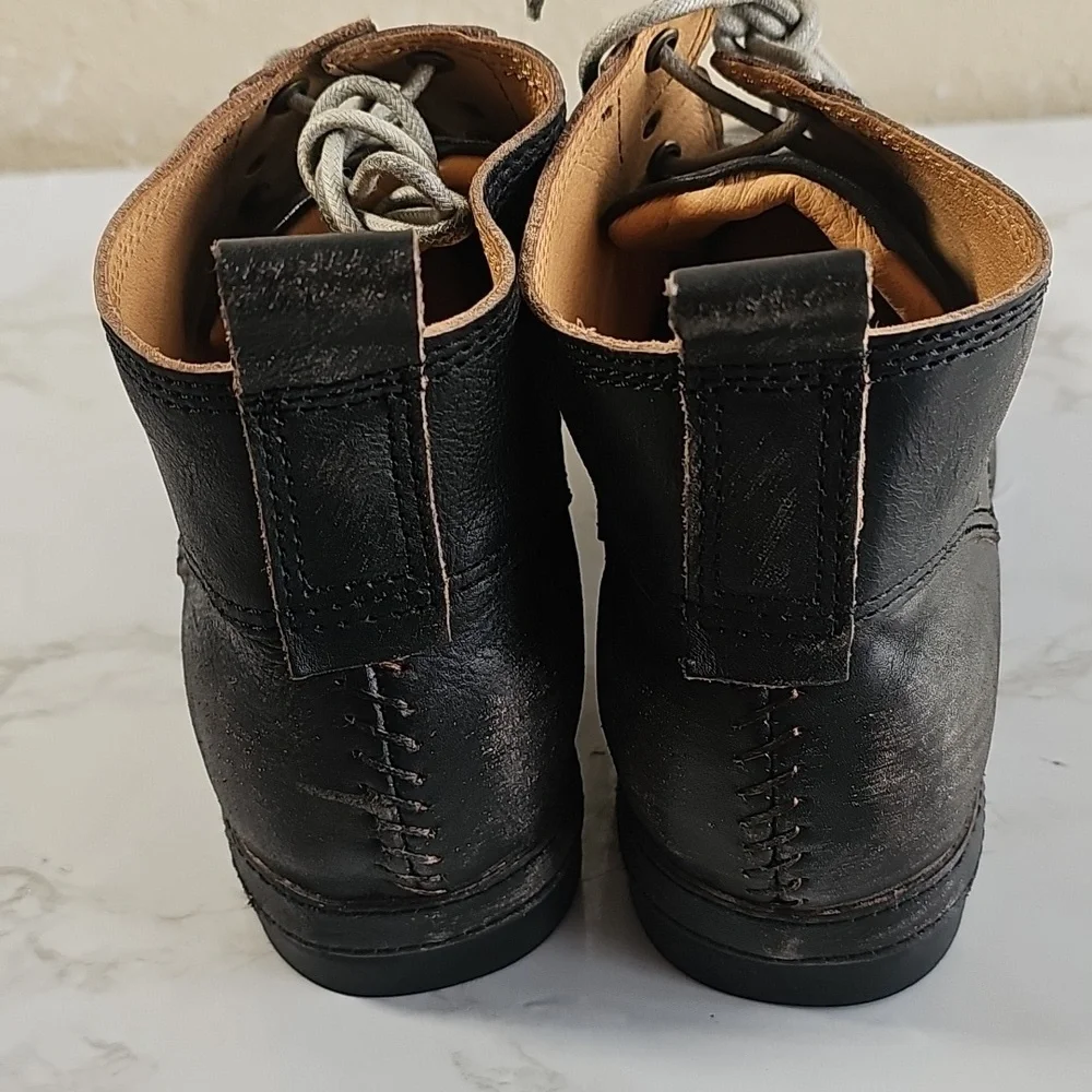 OSSTONE Moto Boots lace-up Leather Chukka Boots.